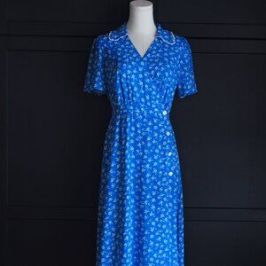 Simple Retro | Alba, V-Neck Floral, Wrap Tea Dress